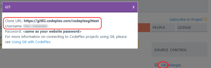 CodePlex Git settings